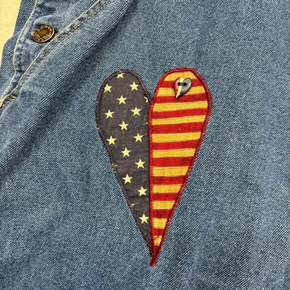 Ladies Vintage Haiks Brand Denim Bib Overalls with American Flag‎ Detail Large - Picture 8 of 15